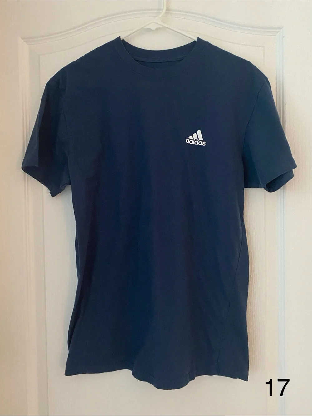 adidas Navy Short-Sleeve Crew Tee with White Logo